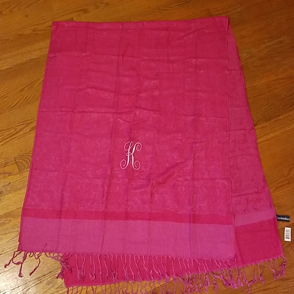 Magenta Pink Scarf with initial K